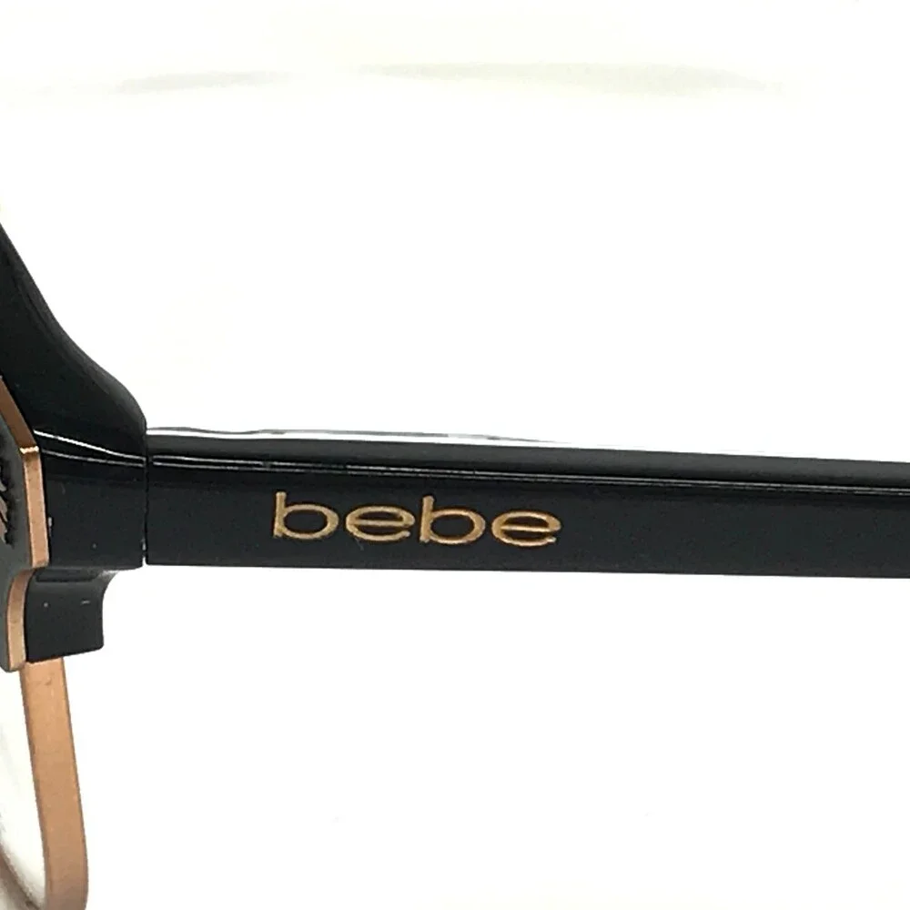 Bebe Eyeglasses Frames BB5162 001 Black White Gold Full Rim Floral 53-17-135